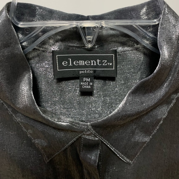 Shimmery metallic blouse, sleeves button at cuff, or fold up button mid sleeve. - Picture 6 of 13